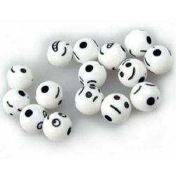Ball Bead Faded Color with smile 8 mm hole 1 mm white and black - 20 grams ~ 88 pieces
