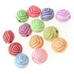 Ball rose bead faded color 8x7 mm hole 1.5 mm MIX - 50 grams ~ 200 pieces