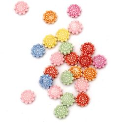 Χάντρα πλαστική δίχρωμη  λουλούδι 11x4 mm τρύπα 1 mm MIX -50 γραμμάρια ~ 152 τεμάχια