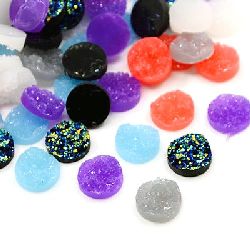 Resin bead type cabochon with glitter 12x5 mm mix - 10 pieces