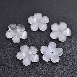 Epoxy Flower Cabochon Bead,  19x19.5x13 mm, White with Brocade, Hole: 0.5 ± 1-10 pieces