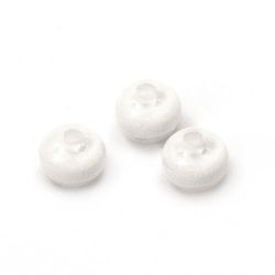 Resin acrylic beads, striped ball 8x6.5 mm white - 50 pieces