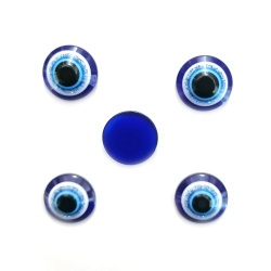 Emisferă albastru cu desen ochi 12x5 mm pentru lipit -20 bucăți