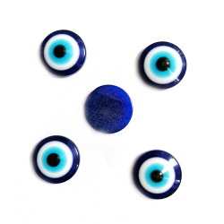 Acrylic Evil Eye Beads, Flat Round 18x6 mm for gluing -10 pieces