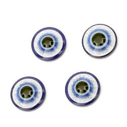 Acrylic Evil Eye Beads, Flat Round 18x6 mm for gluing with brocade -10 pieces