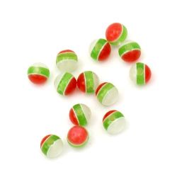beads 6 mm hole 1 mm cat's eye white green red -50 pieces