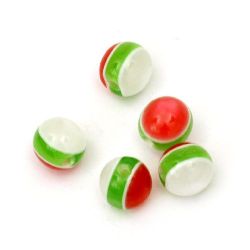 Resin round beads, imitation cat's eye 8 mm hole 2 mm white green red - 50 pieces