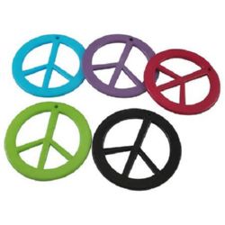 Resin acrylic pendant "Peace" sign 20 mm hole 1 mm mixed colors - 10 pieces
