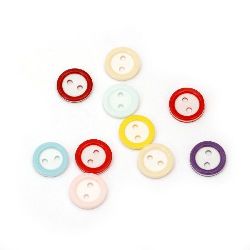 Resin round button 11x2 mm hole 1.5 mm MIX - 10 pieces