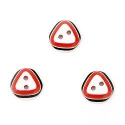 Resin button for sewing, scrapbooking, DIY home decoration accessories 12.5x3.5 mm hole 1.5 mm red - 10 pieces