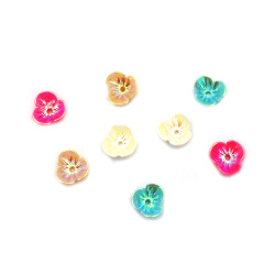 Bead Resin Type Cabochon, Flower, 12x4 mm, Hole 1 mm, Rainbow MIX - 20 Pieces