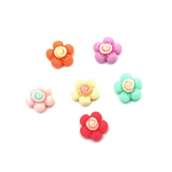 Bead Resin Type Cabochon, Flower, 13x6 mm, MIX - 10 Pieces