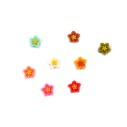 Bead Resin Type Cabochon, Flower with 5 Stamens, 6x3 mm, MIX - 50 Pieces