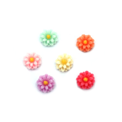 Bead Resin Type Cabochon, Flower, 13x5 mm, MIX - 10 Pieces