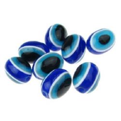 Acrylic Evil Eye Beads, Oval 12x9 mm hole 2 mm blue 4 colors -50 pieces