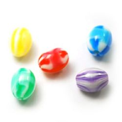 Resin acrylic oval beads 13x10x10 mm hole 2 mm color melange - 20 pieces