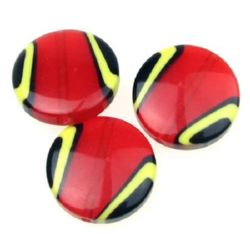 Flat Round Resin Bead for Handmade Accessories, 28x8.5 mm, Hole: 2 mm, Red -5 pieces