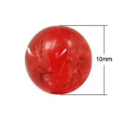 Resin plastic round beads 10 mm hole 2 mm red with thread - 20 pieces