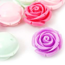 Margele de cauciuc trandafir 21x13 mm gaură 2 mm MIX -4 bucăți