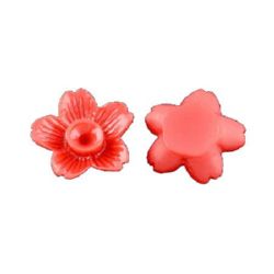 Solid flower resin type cabochon 15x15x4 mm red - 10 pieces