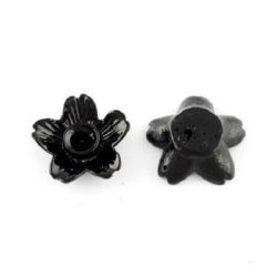 Cauciuc flor cabochon 15x15x4 mm negru -10 bucăți