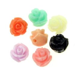 Acrylic resin rose bead 7x7 mm hole 1 mm colored - 10 pieces