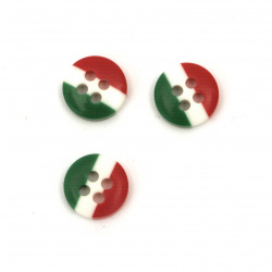 Resin Tricolor Button, 10x3 mm, Hole: 1 mm -10 pieces