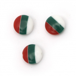 Resin bead 10x5 mm hole 1 mm white green red - 50 pieces