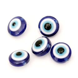 Evil eye, Beads, Flat round, Resin, Hole size 1mm, 12x7mm, 20pcs