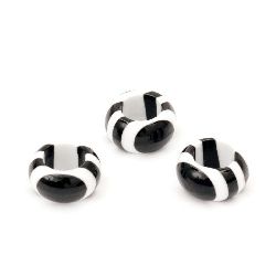 Resin acrylic washer  15x8 mm hole 9 mm striped black and white - 10 pieces