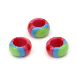 Resin acrylic washer 15x8 mm hole 9 mm striped colored - 10 pieces