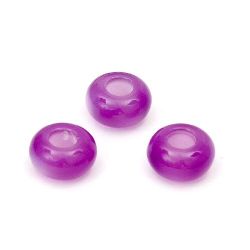 Resin acrylic washer, flat round 14x8 mm hole 5 mm cat's eye purple - 10 pieces