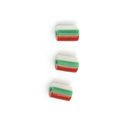 Цилиндър резин 8x6 мм дупка 1 мм райе бяло зелено червено -50 броя