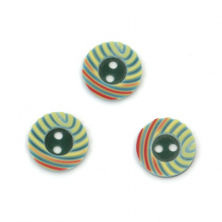 Plastic button 12.5x2.2 mm hole 1 mm multicolor - 10 pieces