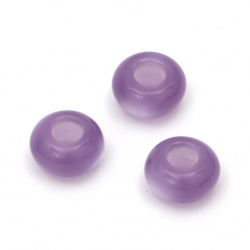 Resin acrylic washer, flat round 14x8 mm hole 5 mm cat's eye dark purple - 10 pieces