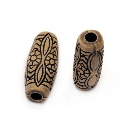 Antique Cylinder Bead, 25x10x8 mm, Hole: 3.5 mm, Brown -50 grams ~ 25 pieces