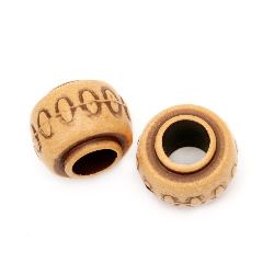 Antique acrylic cylinder bead 15x12 mm hole 6 mm brown - 50 grams ~ 36 pieces