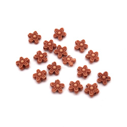 Antique acrylic flower beads 9x4 mm hole 1 mm brown - 50 grams ~ 290 pieces