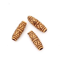 Antique acrylic cylinder beads 22x7.5 mm hole 4 mm brown - 50 grams ~ 32 pieces
