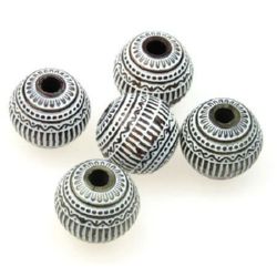Antique acrylic ball beads 18x20 mm hole 4 mm brown - 8 pieces