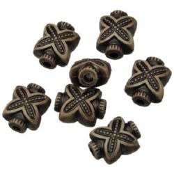 Antique acrylic figurine beads 13x16 mm hole 2 mm brown - 50 grams