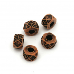 Acrylic Cylinder Bead ANTIQUE /  6x9 mm, Hole: 4 mm / Brown - 50 grams ±130 pieces