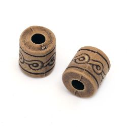 Antique acrylic cylinder  bead 12x12 mm hole 4 mm brown - 50 grams ~ 34 pieces