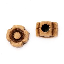 Antique Acrylic Beads flower 11x7 mm hole 4 mm brown -50 grams ± 90 pieces