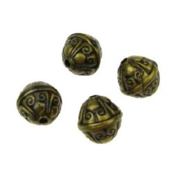 Antique Plastic Bead, Old Gold Imitation, 15x15 mm, Hole: 2.5 mm -50 grams ~ 33 pieces