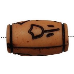 Plastic Cylinder Bead ANTIQUE / 20x11x11 mm, Hole: 6 mm / Brown - 50 grams ± 39 pieces