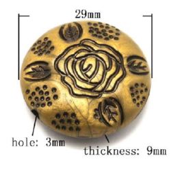 Antique acrylic coin  bead 29x9 mm hole 3 mm color antique bronze - 53 grams ~ 12 pieces