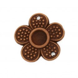 Antique acrylic connecting element flower 25x4 mm hole 2 mm color brown - 50 grams ± 50 pieces
