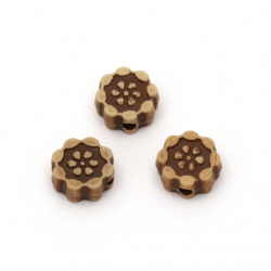 Antique flower bead, 7x3.5 mm, hole size 1 mm, color brown - 50 grams, approximately 380 pieces
