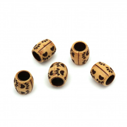 Plastic Antique Bead / Paw Marks, 10x10 mm, Hole: 5.5 mm, Brown -50 grams ~ 110 pieces